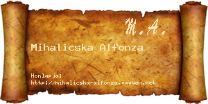 Mihalicska Alfonza névjegykártya